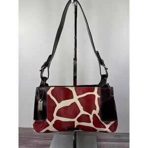 Nine & Co. Red and Brown Giraffe Print Shoulder Bag
